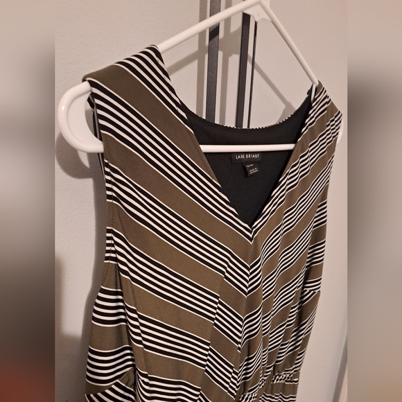 Lane Bryant Olive and Black Striped Dress Sz 18/20 Petite - Picture 3 of 5